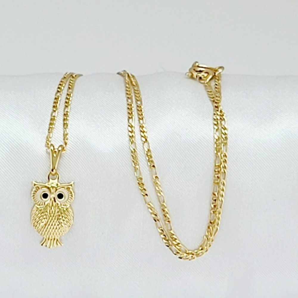 Baby Owl Protection Women's Necklace. 18K Gold Plated.  New